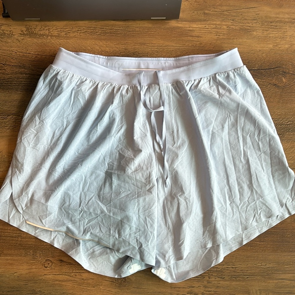 Lululemon Surge Running Shorts Lined Short 6" Light Blue Reflective Size…
